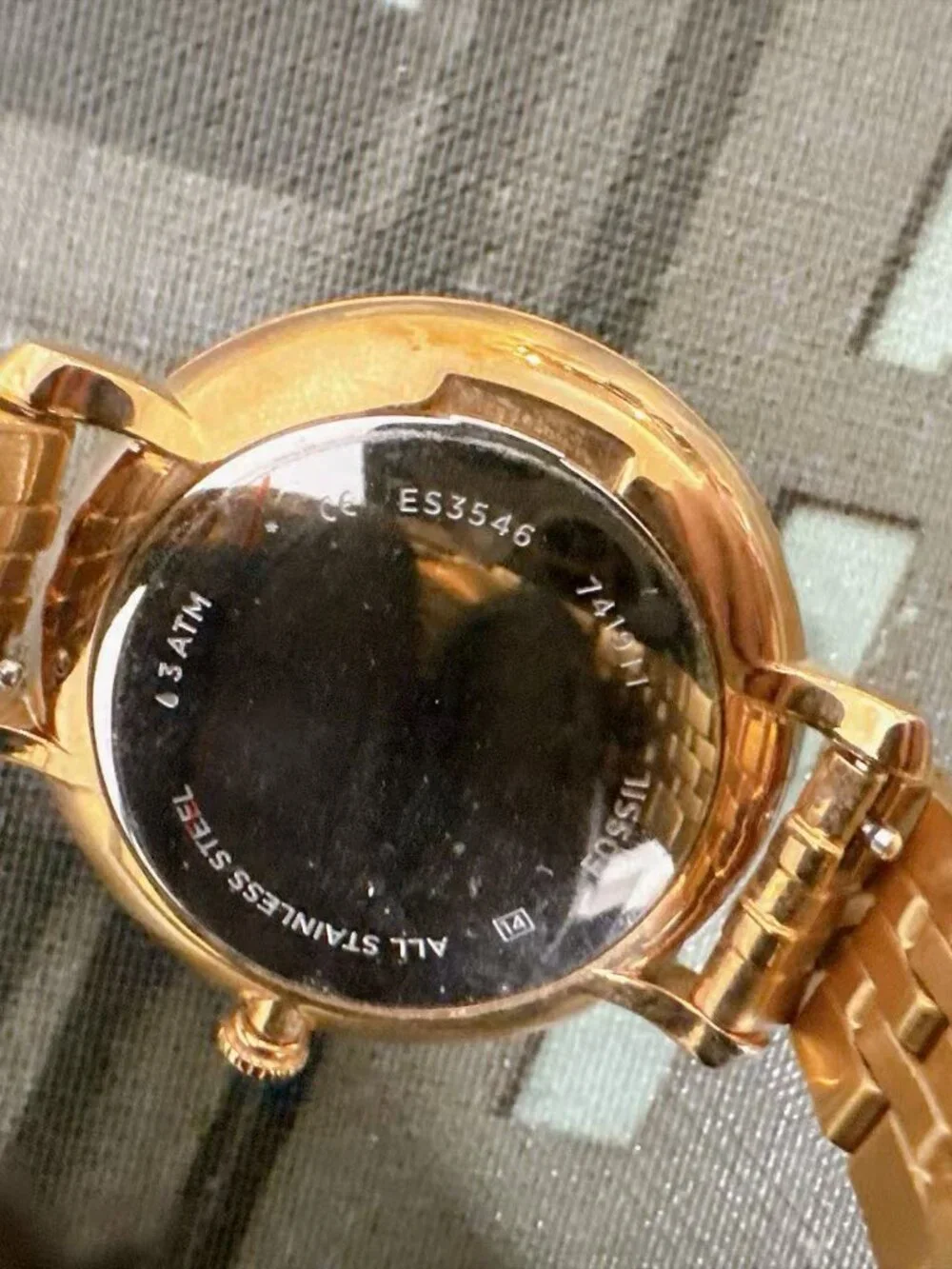 Fossil Jacqueline Rose Gold Crystal Bracelet Date Watch ES3546